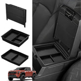 Ecarzo Tacoma top console organizer demonstrates a three-compartment layout for easy access.