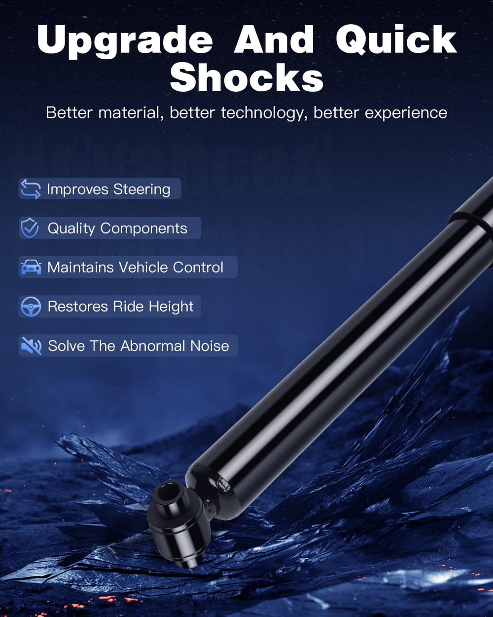 ECCPP Chevrolet Trailblazer rear shocks improve handling on bumpy roads.