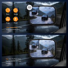 ECCPP towing mirrors heated feature defrosts the mirror surface.