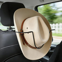 Eclatify folding design hat rack on car seat showcasing compact storage and protection