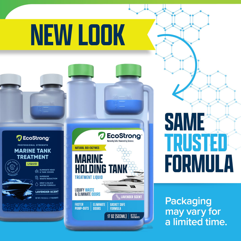 Eco Strong Marine holding-tank liquid-dispersion spreads quickly for odor control.