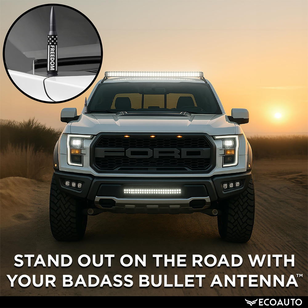 EcoAuto bullet antenna topper on Bronco creates distinctive stance and quick identification.
