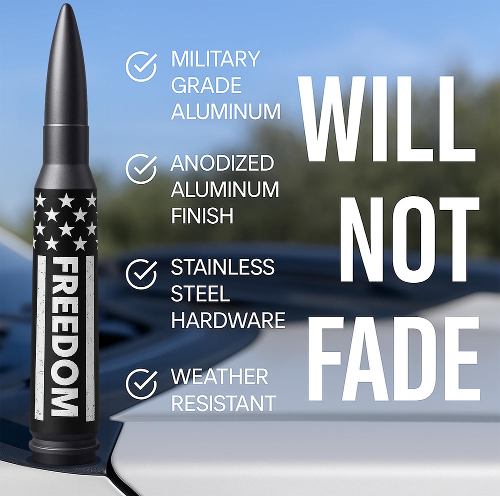 EcoAuto bullet antenna topper on Ford F-150 stands out with a bold, low-profile look.