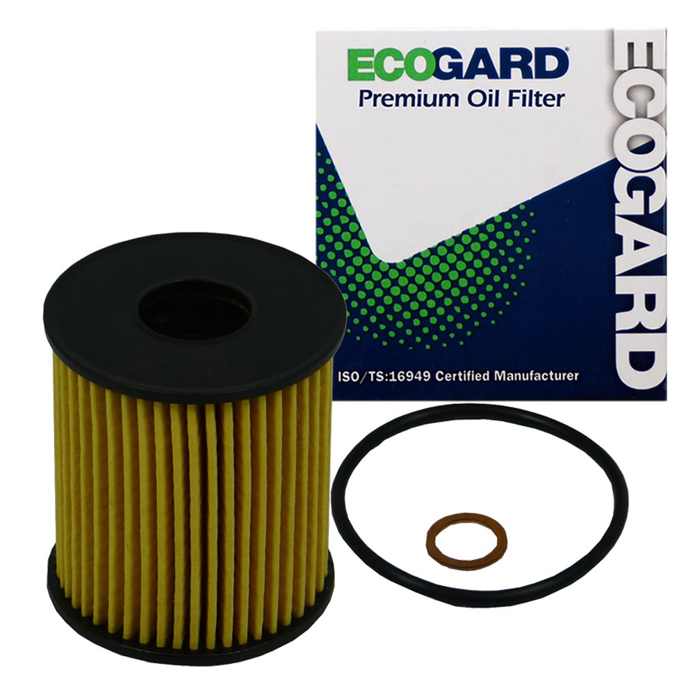 EcoGard X5830 cartridge filter on a Mini Cooper engine, protecting against contaminants.