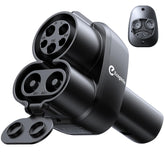 Ecogenix 2In1 adapter connected to a Tesla enabling CCS1 and J1772 charging.