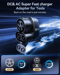 Wide compatibility with CCS1 and J1772 networks via Ecogenix adapter.