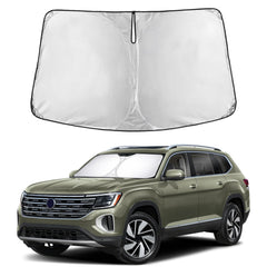 EcoNour Atlas sunshade fully covers the windshield for complete light blocking.