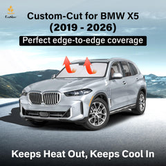 EcoNour BMW X5 sunshade provides front windshield coverage and shade