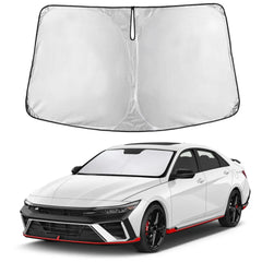 EcoNour elantra windshield sunshade fitted on Elantra windshield for full coverage.