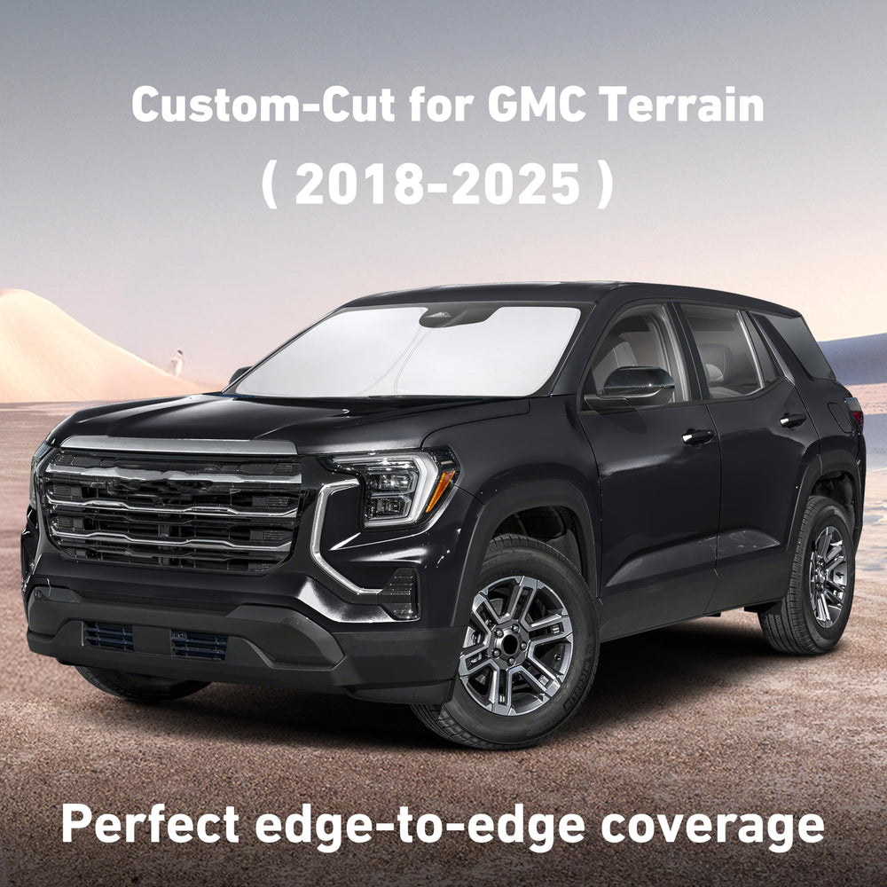 EcoNour Terrain windshield shade folded form for convenient storage in the glove box.