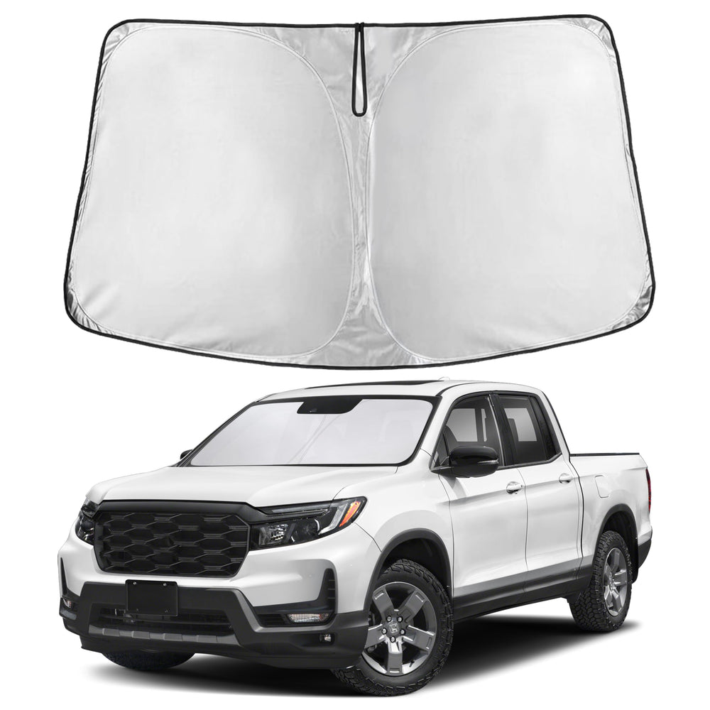EcoNour windshield shade for Honda Ridgeline offers full windshield coverage and reduced glare.