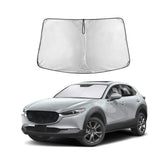 EcoNour windshield sun shade on Mazda CX-30 front window, full coverage and glare reduction