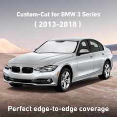 EcoNour Windshield Sunshade folded for storage fits in the glove box, BMW 3 Series.