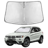 EcoNour windshield sunshade on BMW X3 2011-2017 covering full glass with UV protection