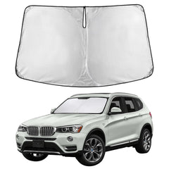 EcoNour windshield sunshade on BMW X3 2011-2017 covering full glass with UV protection