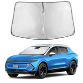 EcoNour windshield sunshade provides full windshield coverage for Equinox EV, reducing sun glare.