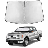 EcoNour windshield sunshade for F-150 2009-2014 provides complete coverage and interior protection.