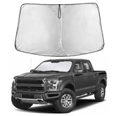 EcoNour Ford F-150 sunshade provides full windshield coverage and glare reduction.