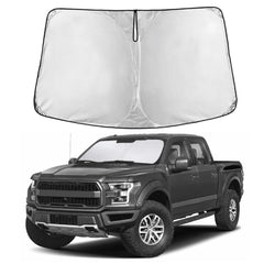 EcoNour Ford F-150 sunshade provides full windshield coverage and glare reduction.