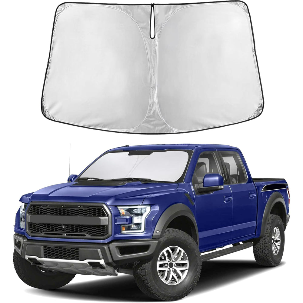 EcoNour Ford F-150 windshield sunshade front cover reduces glare and blocks light.