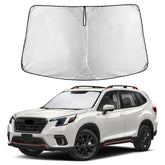 EcoNour windshield sunshade provides full Forester coverage for a cooler cabin.