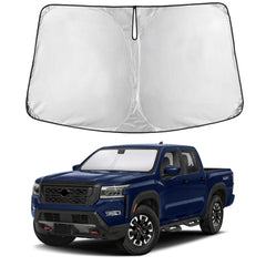 EcoNour windshield sunshade front coverage reduces glare for Nissan Frontier.