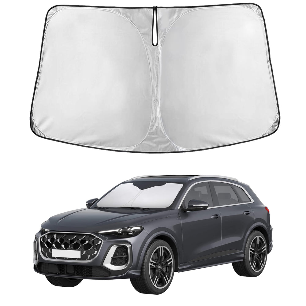 EcoNour windshield sunshade for Audi Q5 2018-2026 front view showing precise fit