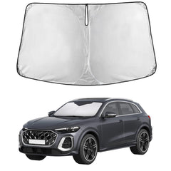 EcoNour windshield sunshade for Audi Q5 2018-2026 front view showing precise fit