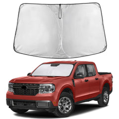 EcoNour windshield sunshade provides full Maverick coverage for cooler cabin and glare reduction