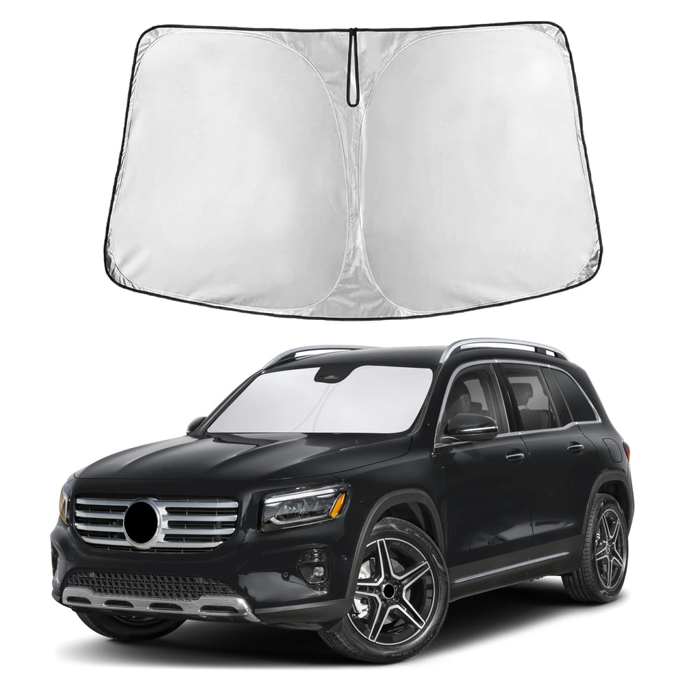 EcoNour windshield sunshade with full-coverage GLB fit blocks sun glare.