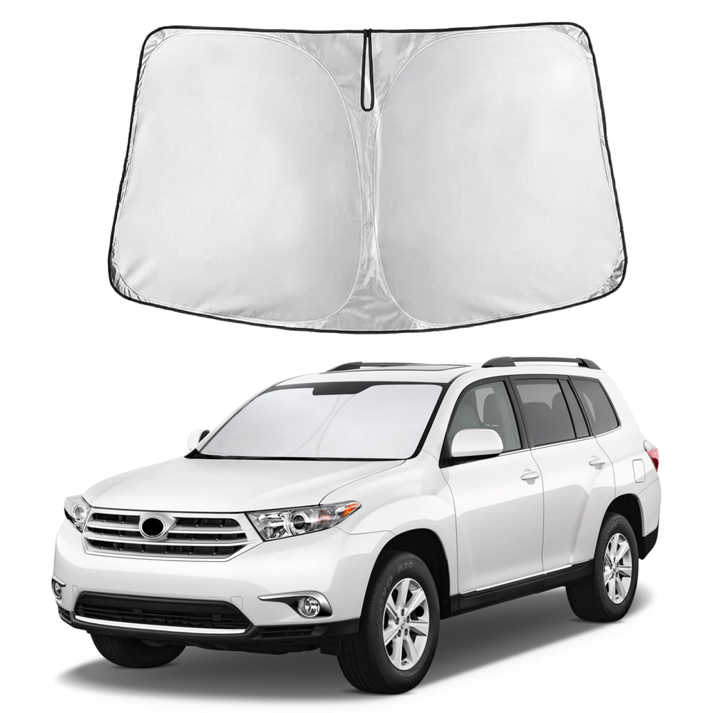 EcoNour windshield sunshade for Highlander 2008-2013 with full windshield coverage.
