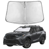 EcoNour Windshield Sunshade Highlander fit covers full windshield for precise protection.