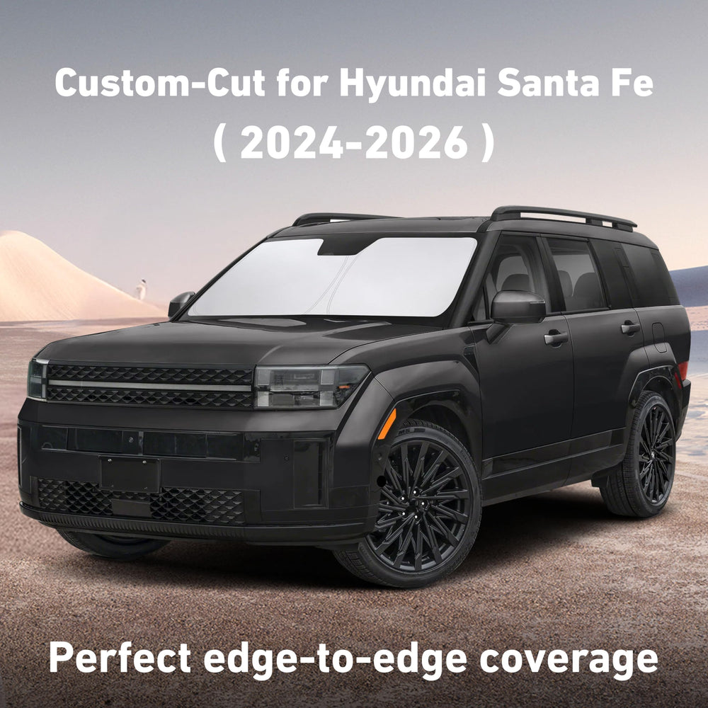EcoNour windshield sunshade with UV blocking layer blocks UVA and UVB for a cooler cabin.