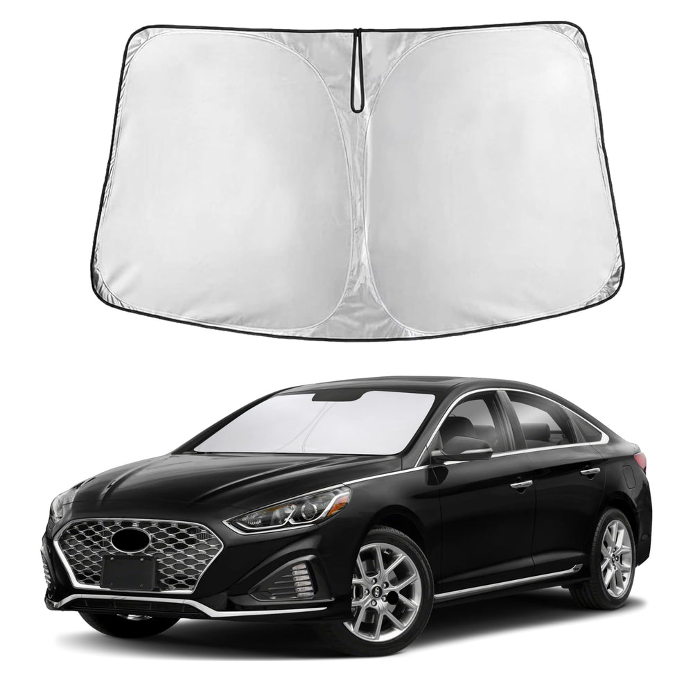 EcoNour windshield sunshade on Hyundai Sonata provides full front coverage and clean fit