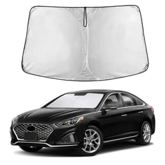 EcoNour windshield sunshade on Hyundai Sonata provides full front coverage and clean fit