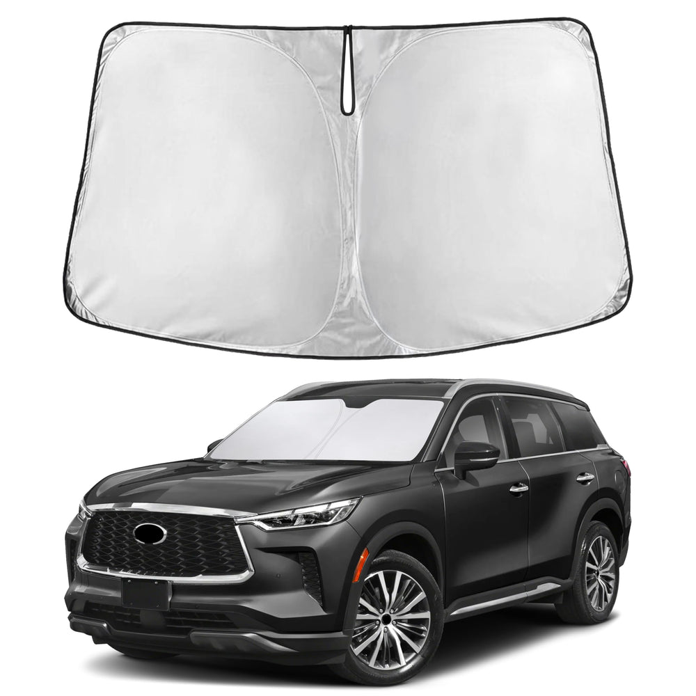 EcoNour Infiniti QX60 windshield sunshade provides full coverage and light blocking for hot days.