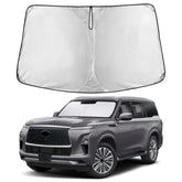 EcoNour windshield sunshade on Infiniti QX80 front window for full coverage and glare reduction