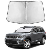 EcoNour windshield sunshade on Jeep Grand Cherokee front window blocks heat and UV