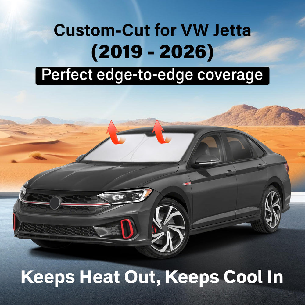 EcoNour windscreen shade for Jetta 2019-2026 reduces interior glare on sunny days
