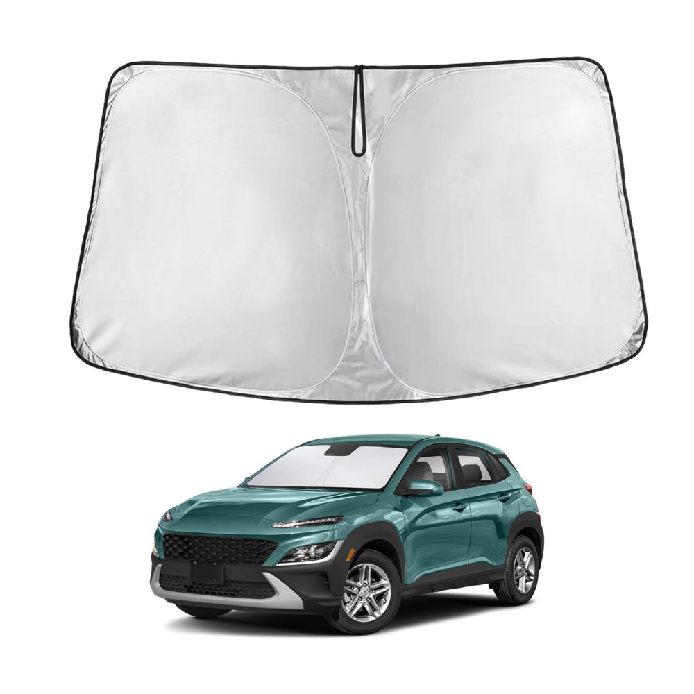 EcoNour windshield sunshade on Kona 2018-2023 blocks UV rays and interior heat