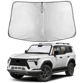 EcoNour windshield sunshade on Lexus GX550 front windshield offering full coverage and glare reduction.