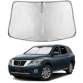 EcoNour windshield sunshade for Pathfinder offers full front coverage and UV protection.