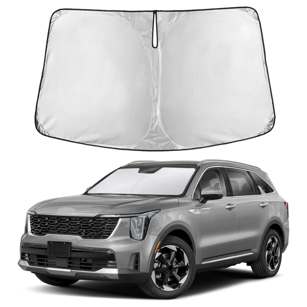 EcoNour windshield sunshade Sorento fit blocks glare and keeps interior cool.