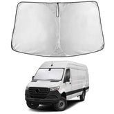 EcoNour windshield sunshade for Sprinter provides full front coverage to reduce glare.