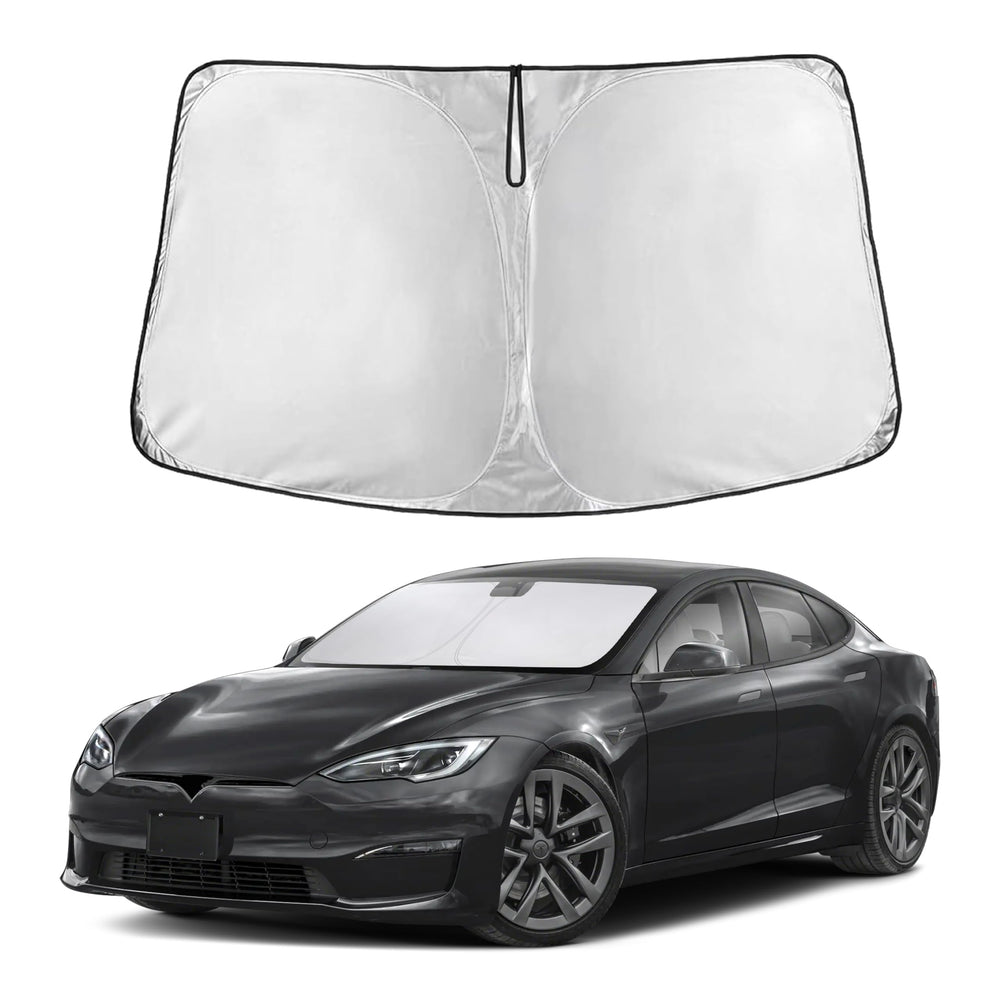 EcoNour windshield sunshade for Tesla Model S reduces glare and interior heat