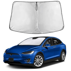 EcoNour windshield sunshade Model X coverage blocks light and shields interior.
