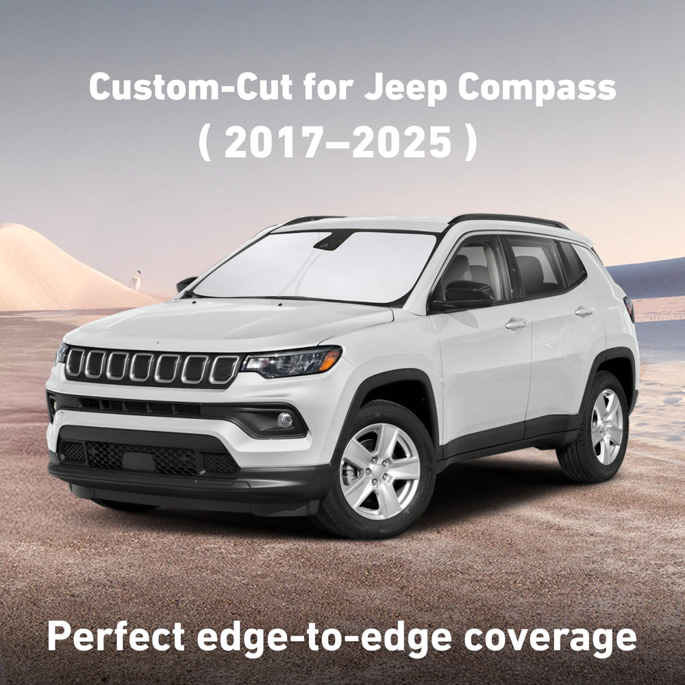 EcoNour sunshade blocks UVA/UVB rays for Jeep Compass interior protection