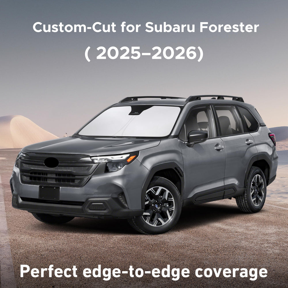 EcoNour Forester windshield sunshade folded in glove-box for easy storage and quick deployment.