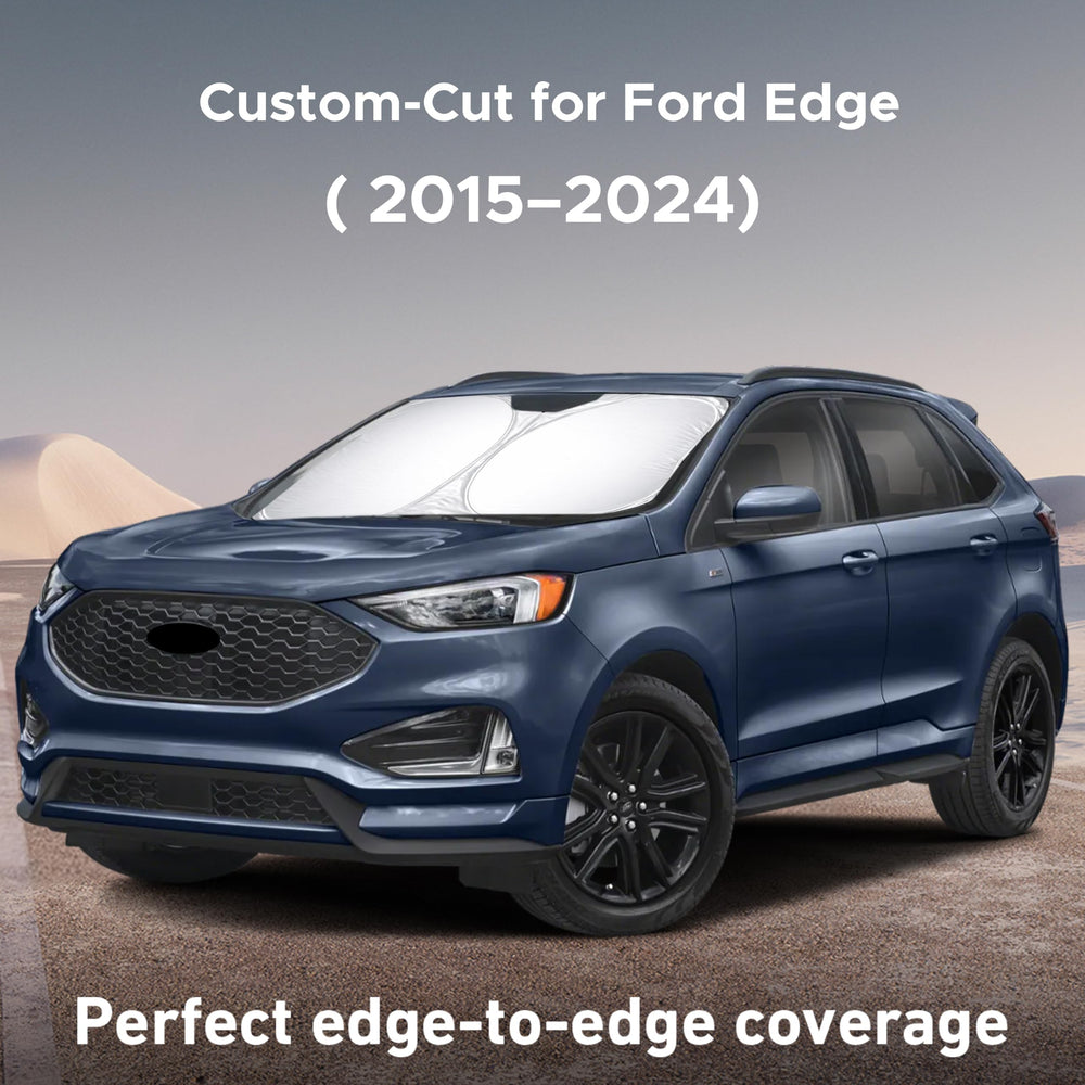 EcoNour front window sunshade provides full windshield coverage for the Ford Edge.