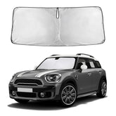 EcoNour Mini Countryman F60 sunshade front view blocks UV rays and keeps interior cooler